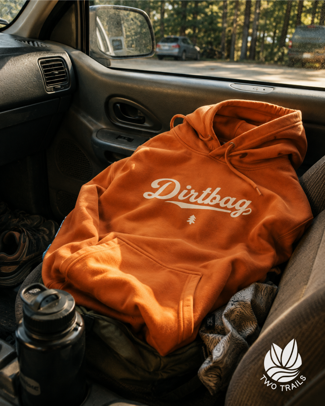 Two Trails Design Facebook ad: The Dirtbag Hoodie
