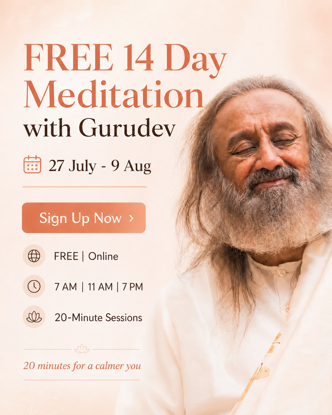 Art of Living Programs Facebook ad: FREE Sign Up
