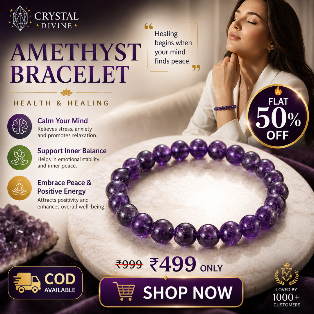 CrystalDivine Facebook ad: 50% OFF | Health Crystal Bracelet for Wellness & Positive…