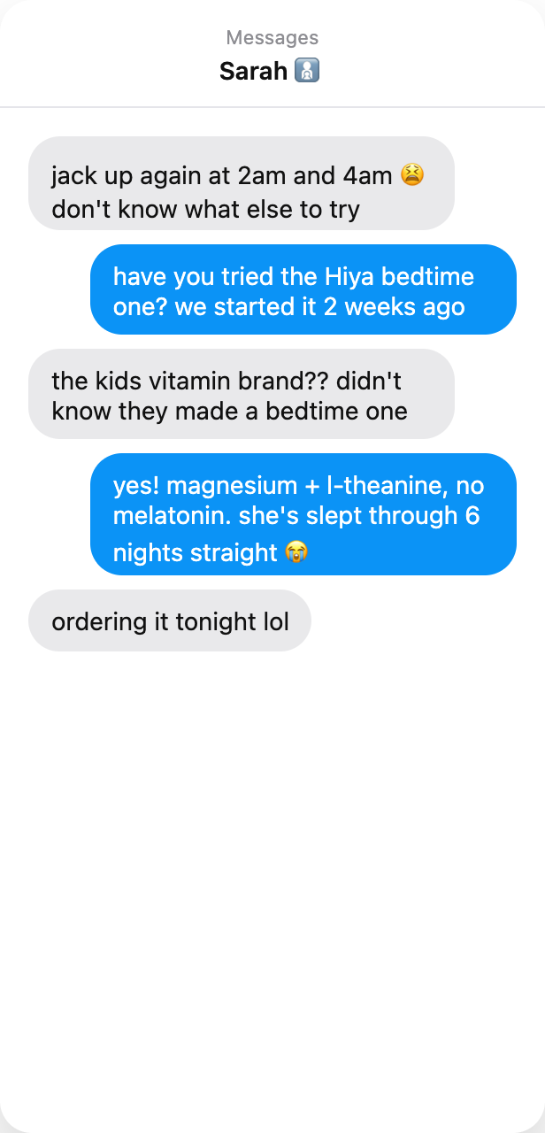 Healthy Toddler Mama Facebook ad: No melatonin. Zero sugar.