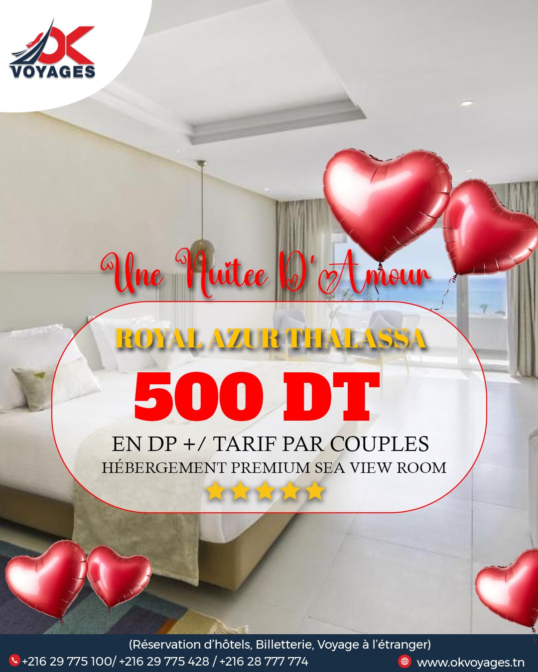 OK Voyages Facebook ad: L’amour mérite le plus beau des cadres.