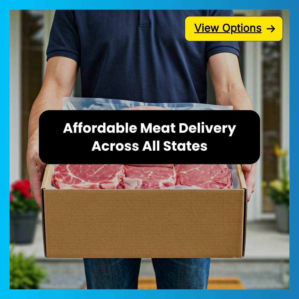 SmartSearches Express Facebook ad: Affordable Meat Delivery Across All States.