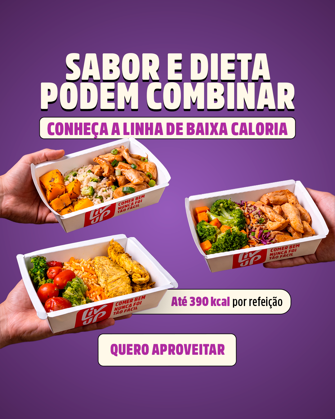 Liv Up Facebook ad: Até 390 kcal por porção