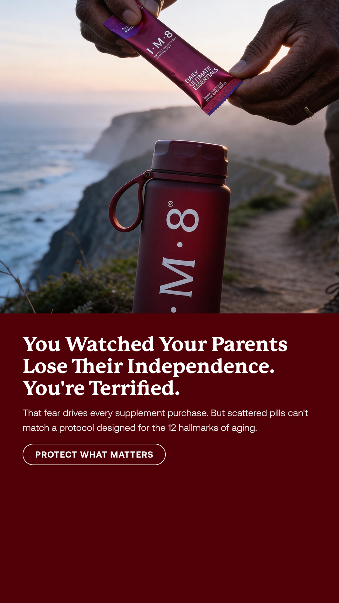 IM8 Facebook ad: Age Well. Perform Better.