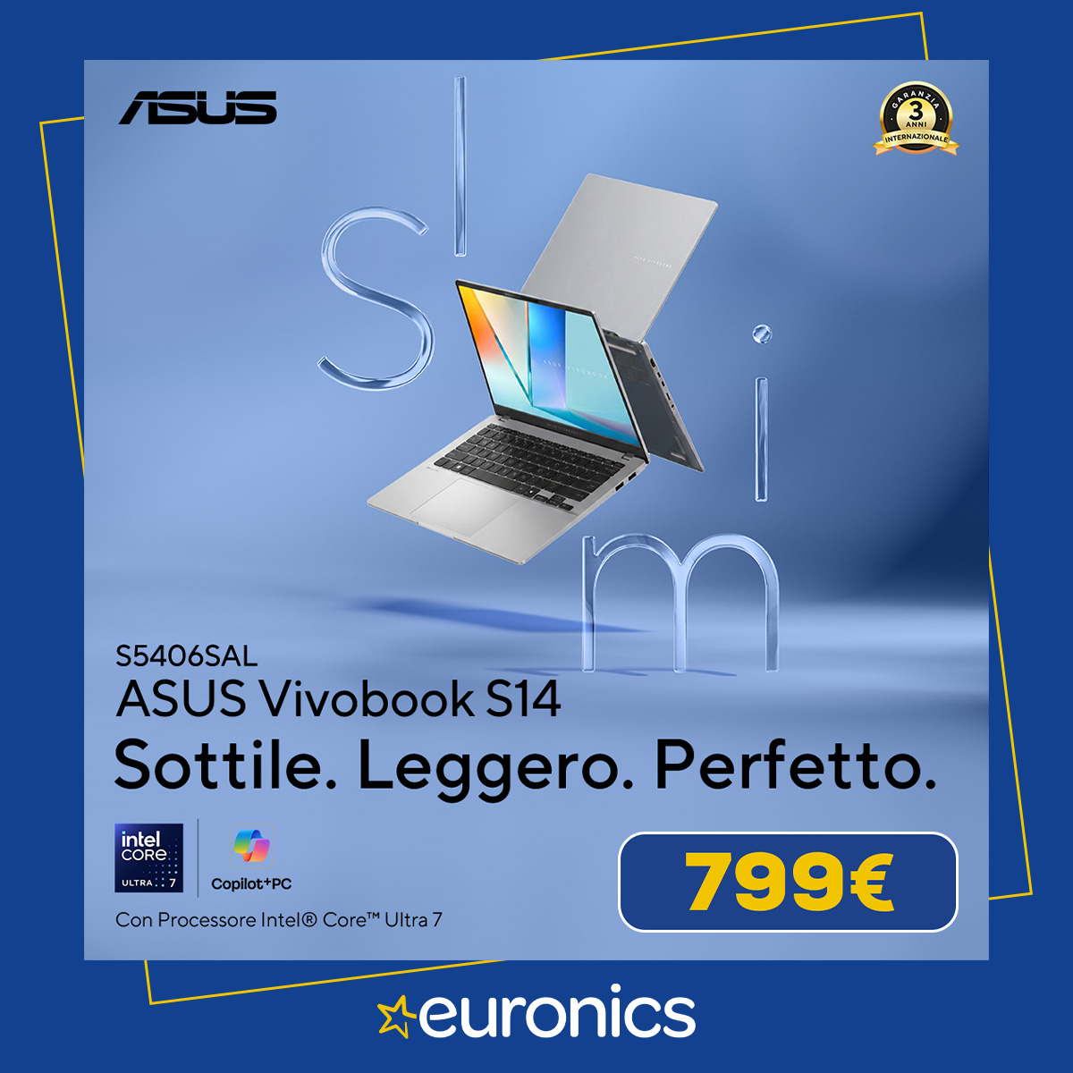 Euronics Italia Facebook ad: ASUS - Notebook Vivobook S14 OLED S5406SAL-SF329W-Silver |…