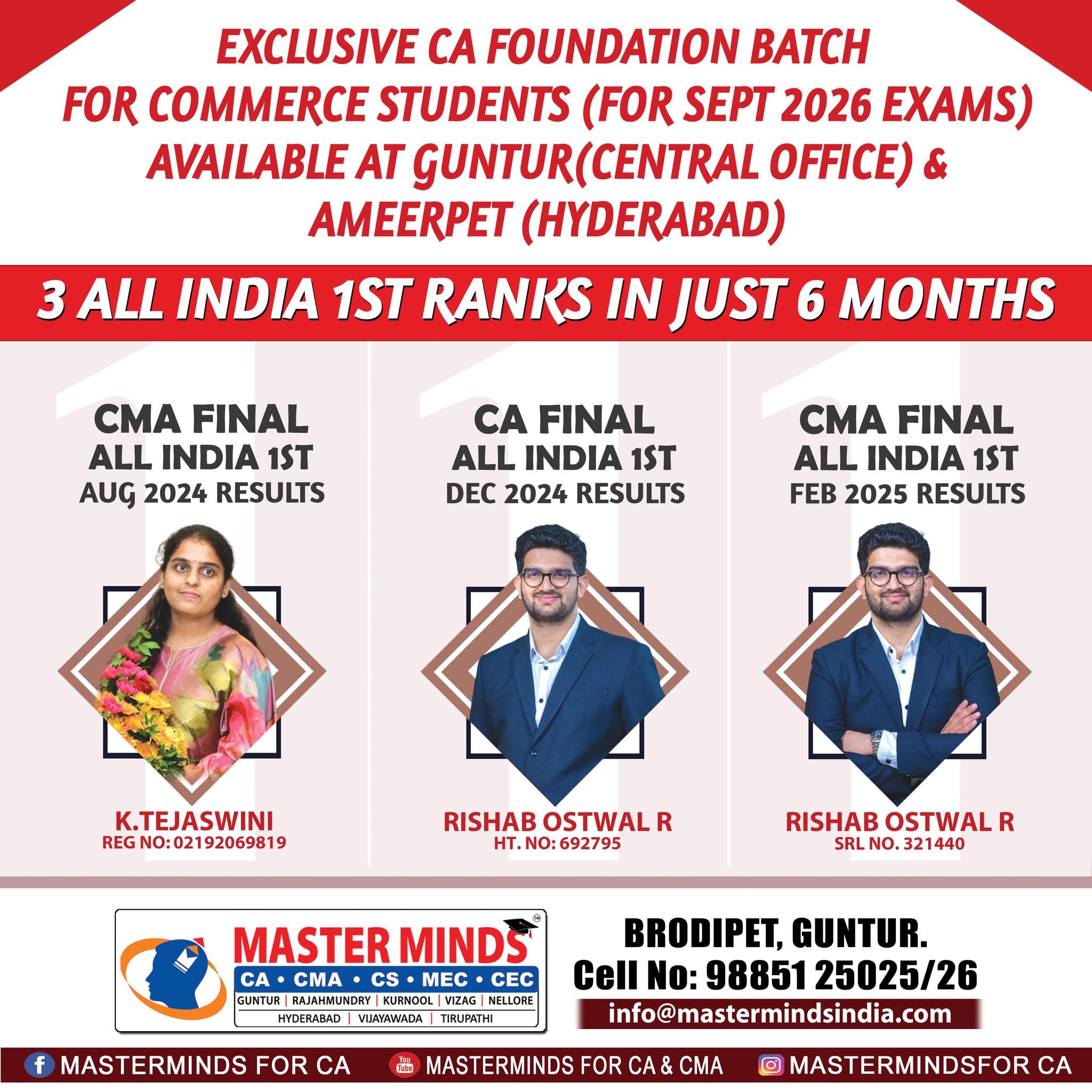 MASTERMINDS For CA Facebook ad: CA FOUNDATION REGULAR COACHING CLASSES DETAILS.