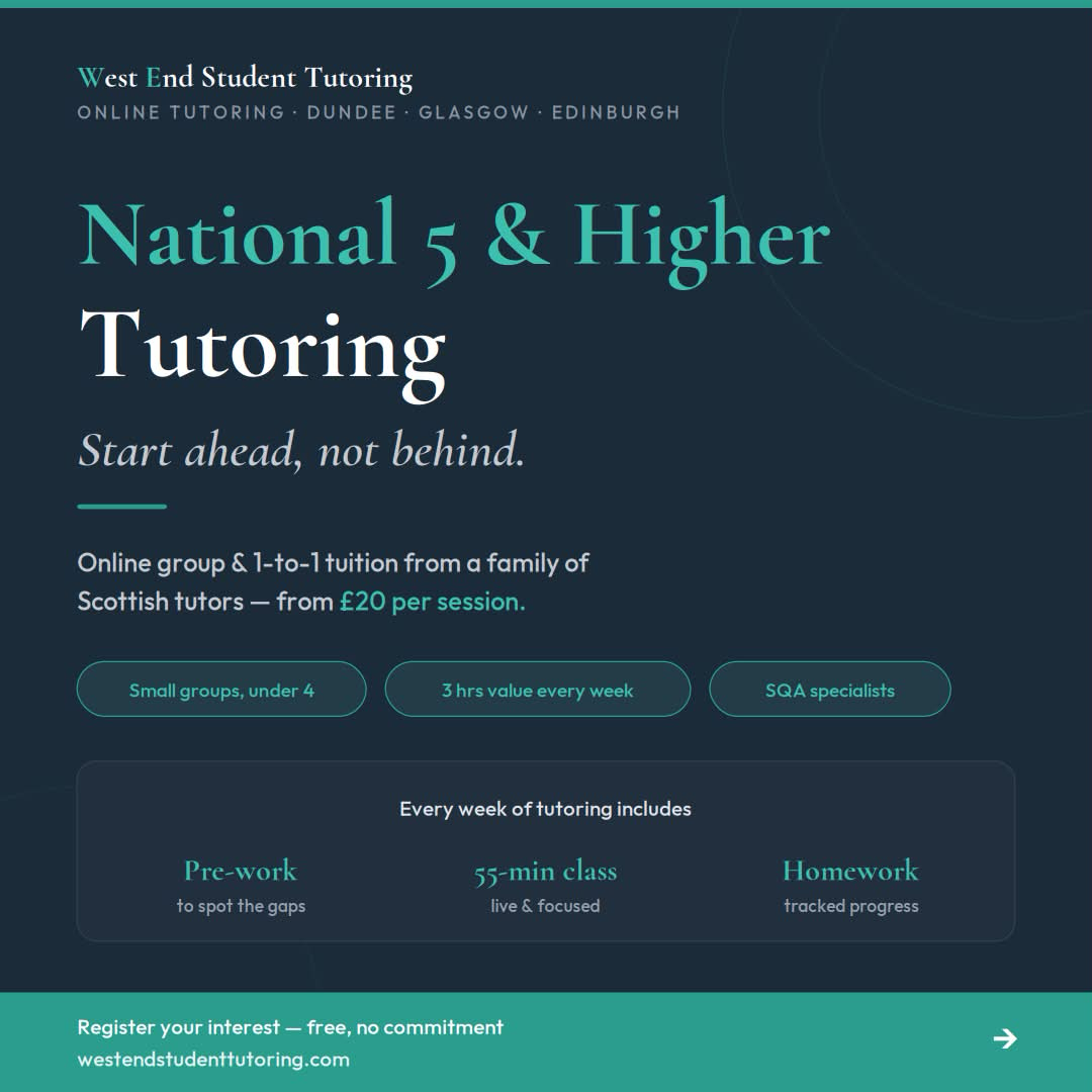West End Student Tutoring Facebook ad: Sign up for early access to our classes and 1:1 tutoring