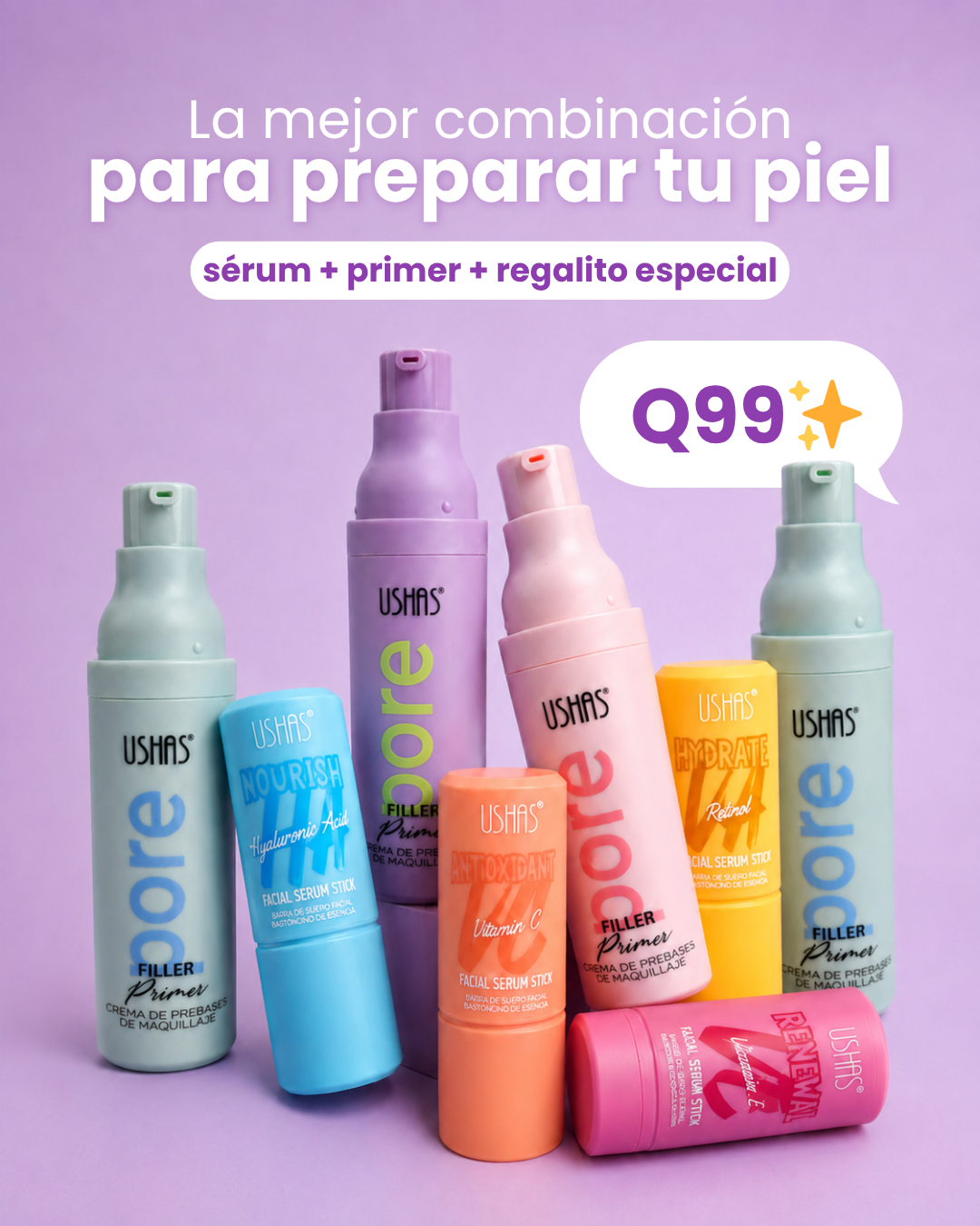 Ushas Guatemala Facebook ad: Dúo Perfecto x Q99 + Regalo Sorpresa