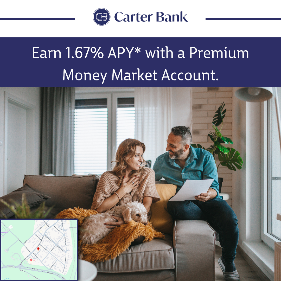 Carter Bank Facebook ad: Earn more interest than you would with most…