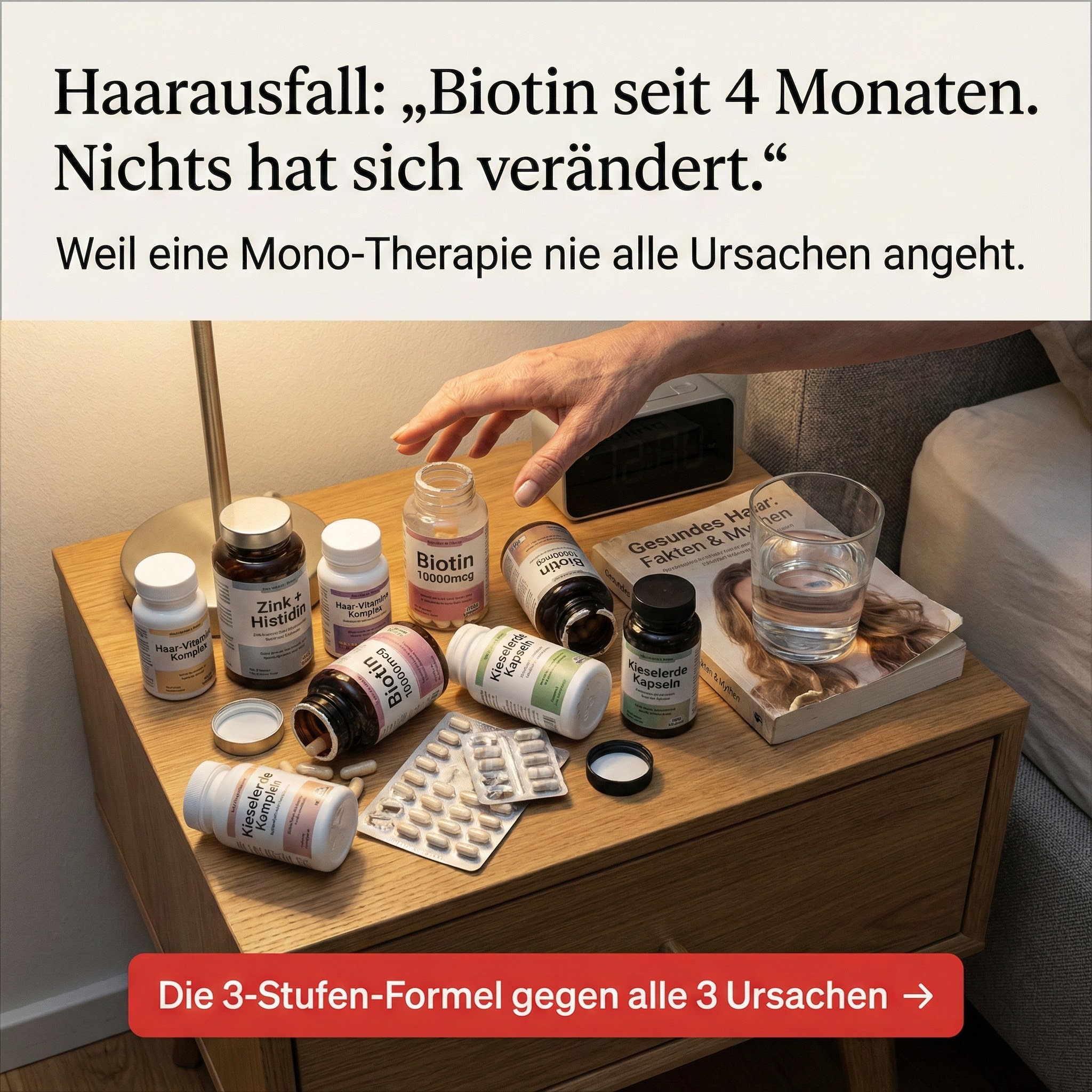 Apothekenblatt Facebook ad: Stress-Haarausfall: Das haben Ärzte oft nicht im Blick