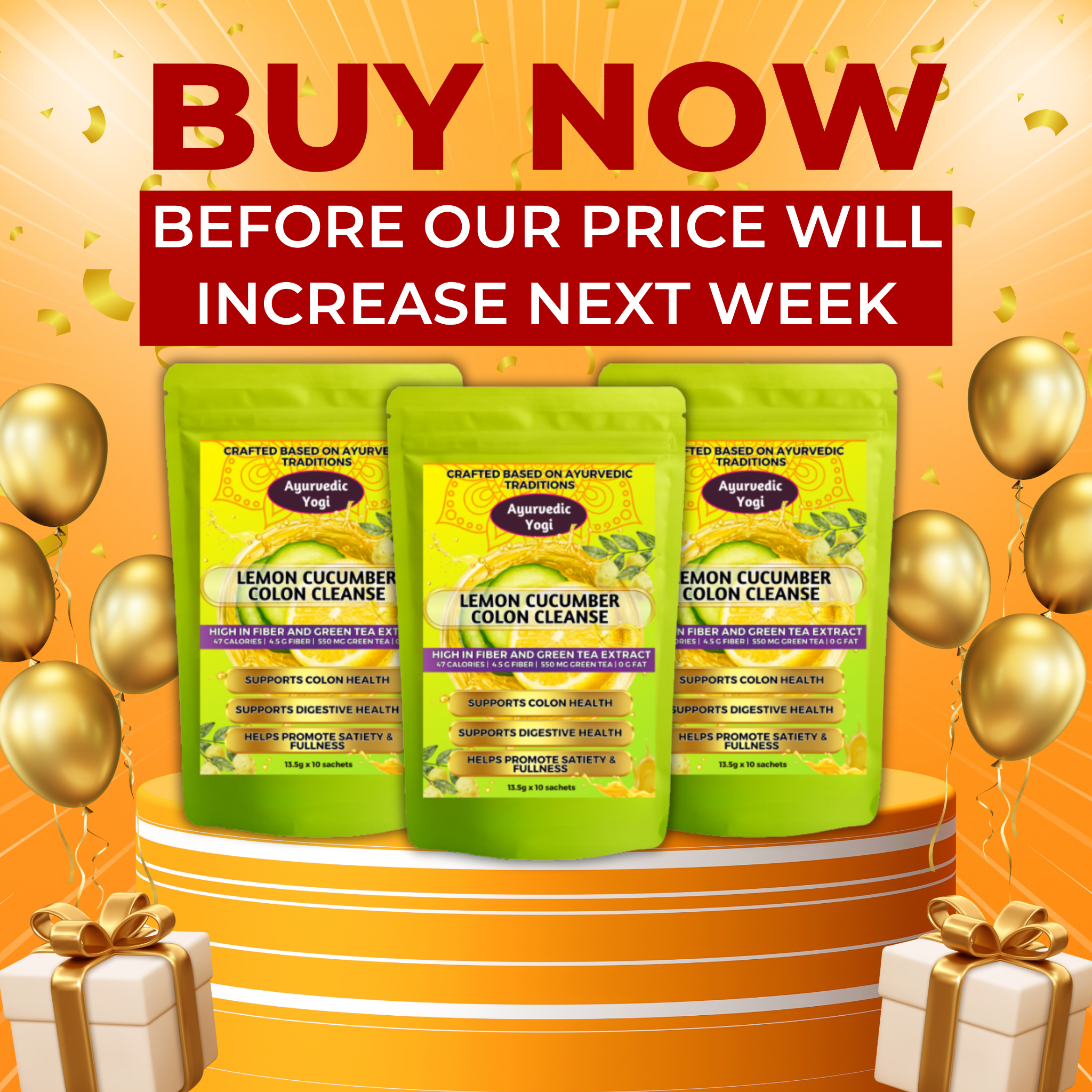 Authentic Lemon Cucumber Colon Cleanse Facebook ad: BUY NOW BEFORE PRICE INCREASE