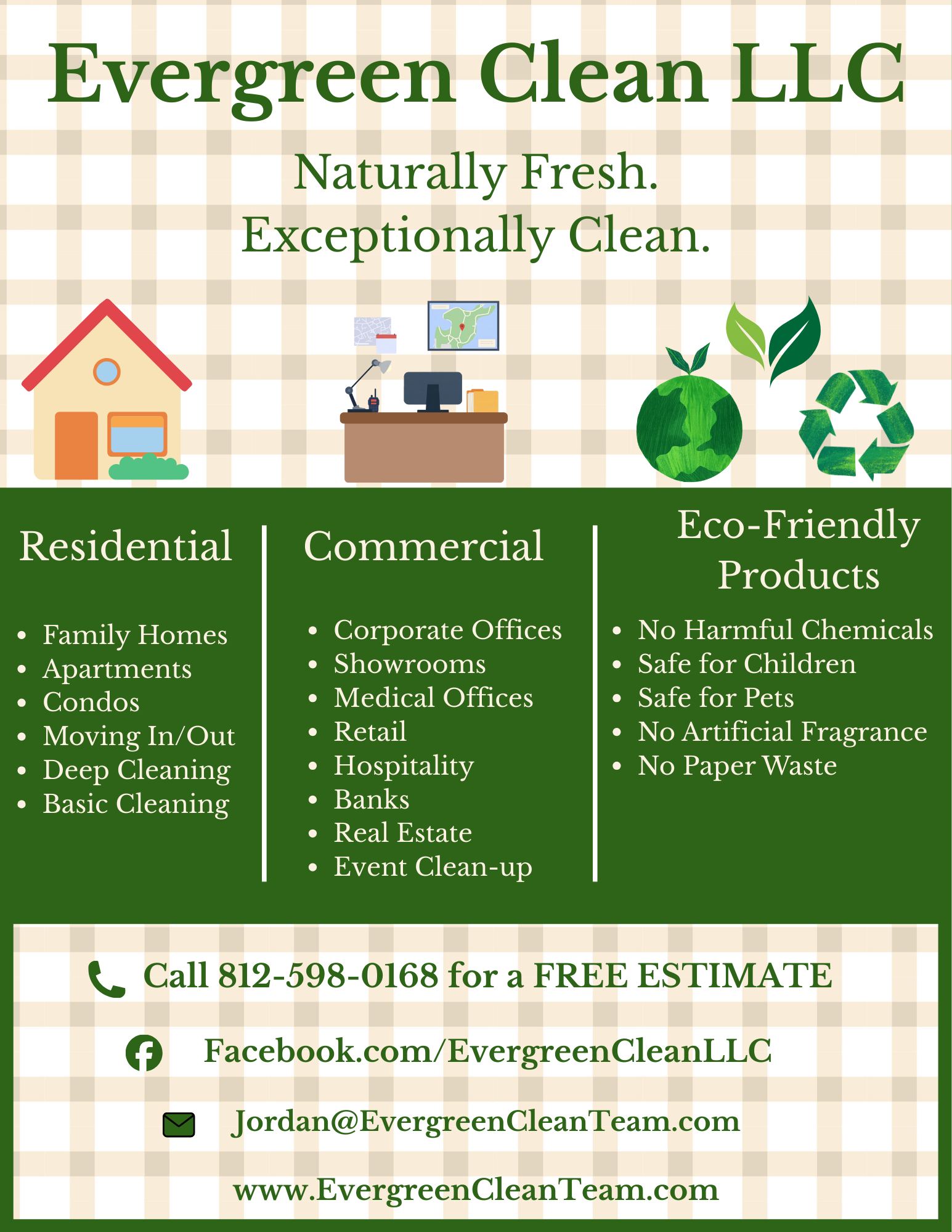 Evergreen Clean LLC Facebook ad: A Cleaner Space Starts Here