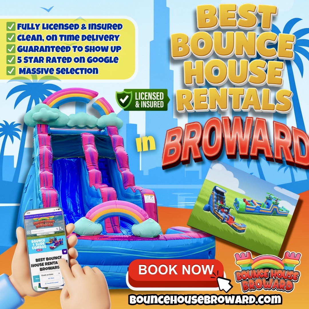 Bounce House Broward Facebook ad: Unleash the Fun: Explore Our 5-Star Bounce House Rentals…