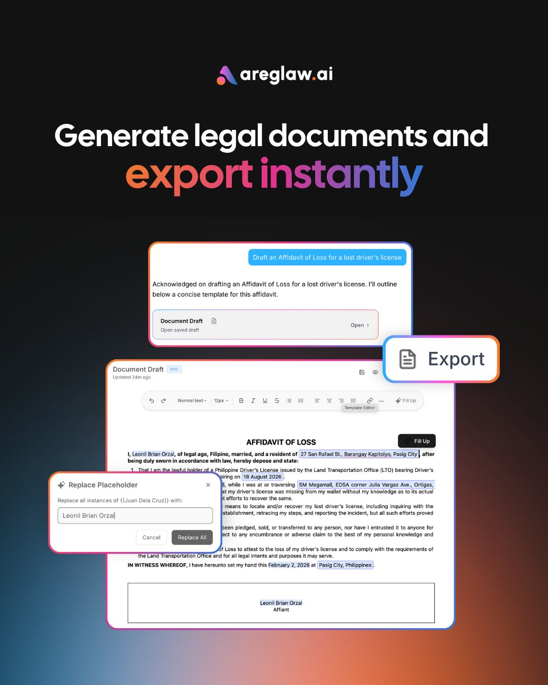 areglaw.ai Facebook ad