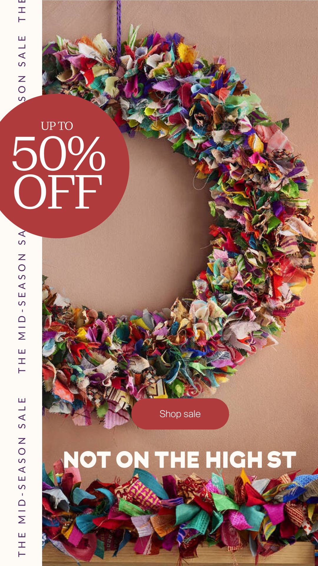 notonthehighstreet Facebook ad: Up to 50% off a cosier home, ends soon