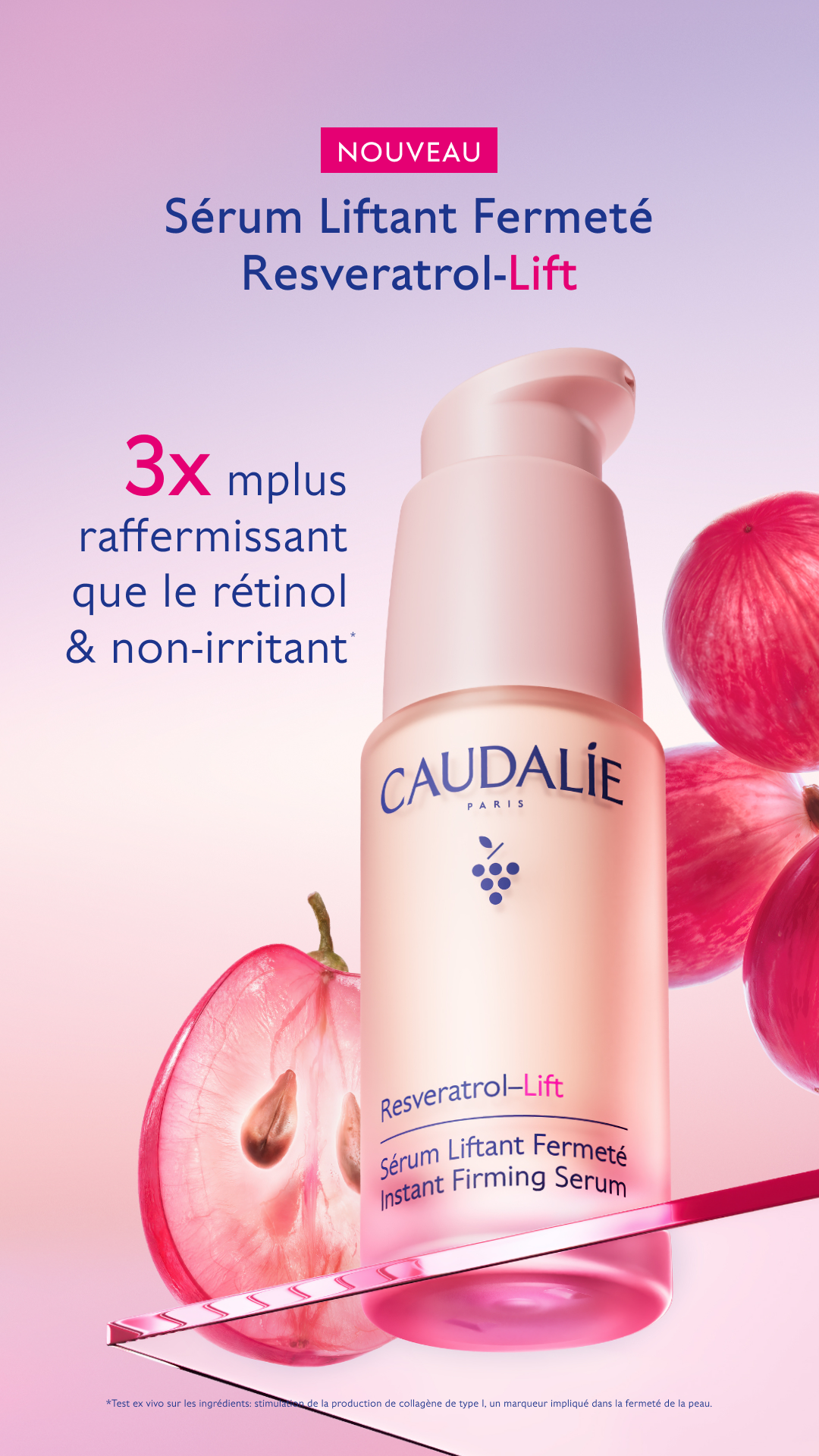Caudalie Facebook ad: NOUVEAU Sérum Resvératrol-Lift