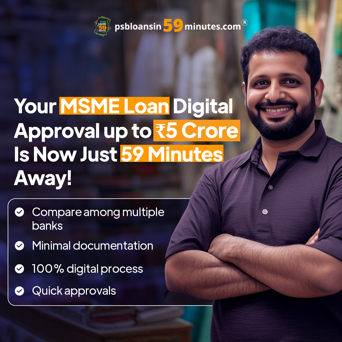 PSB Loans in 59 Minutes Facebook ad: MSME Loans Made Easy!