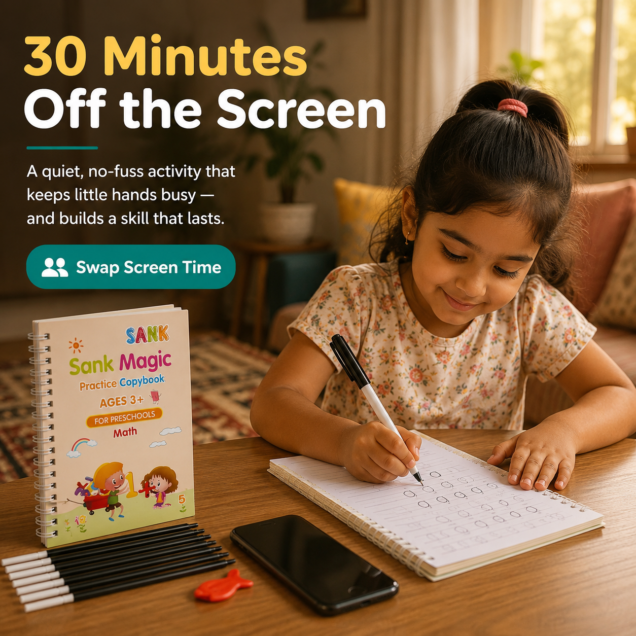 Kosierr Store Facebook ad: 4 Books + Magic Pen + Refills + Grip, More then 50% OFF…