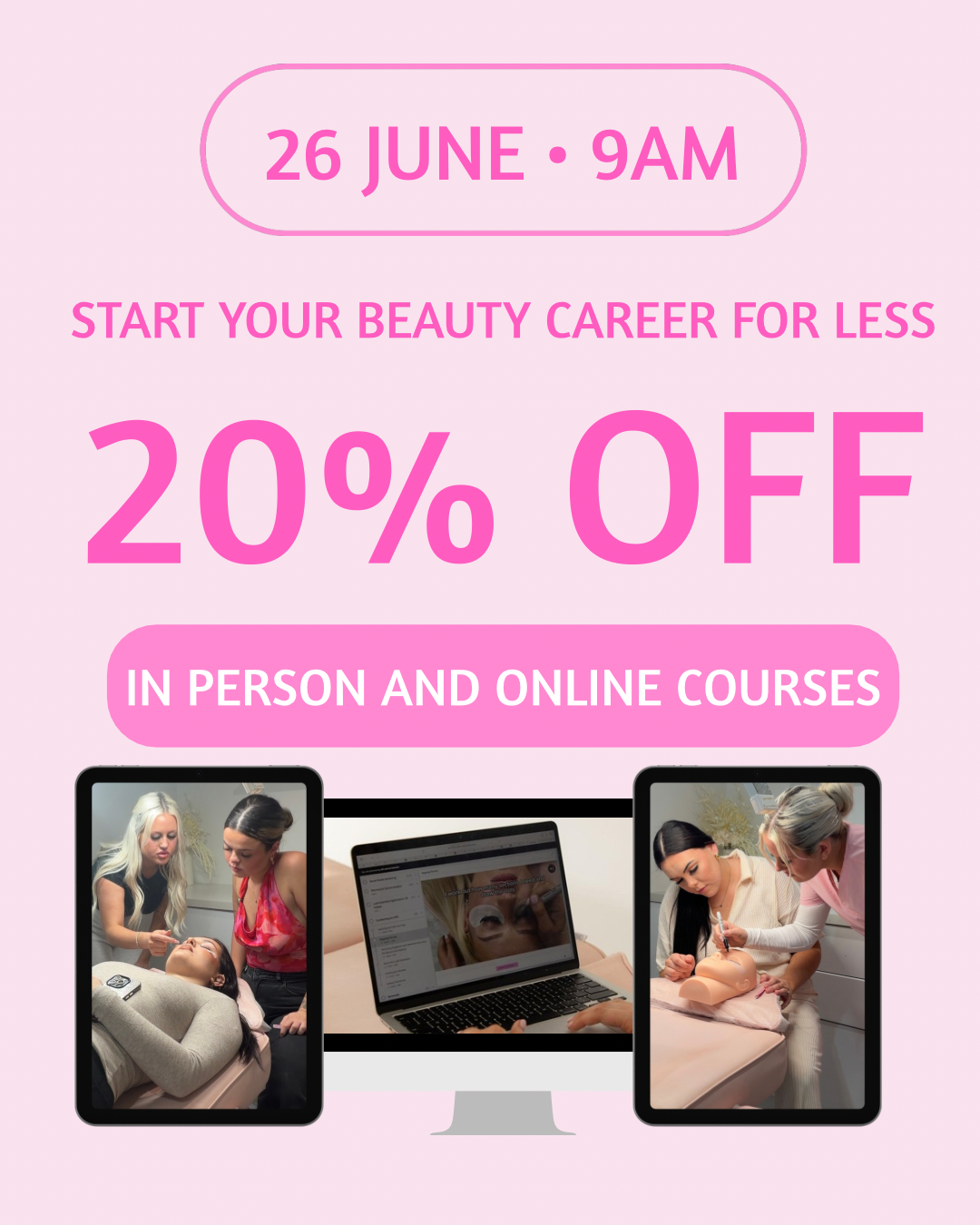 Livs Beauty Lounge Facebook ad: Save 20% OFF all online & In-person Lash…