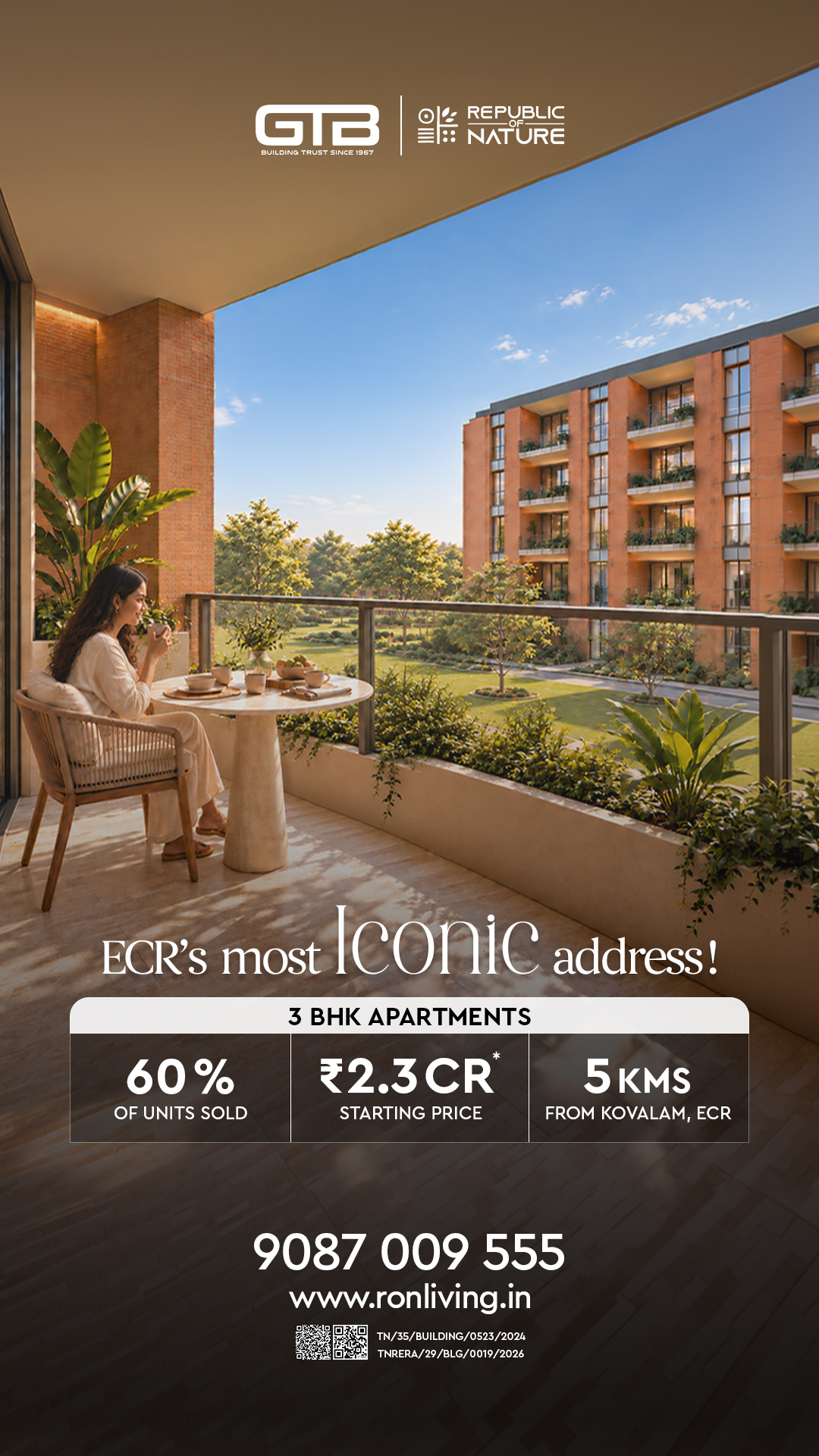 Republic Of Nature -RON Facebook ad: Luxury 3 BHK Apartments from ₹2.3 Cr