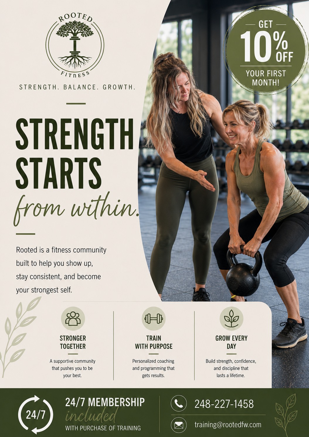 Rooted Fitness and Wellness Facebook ad