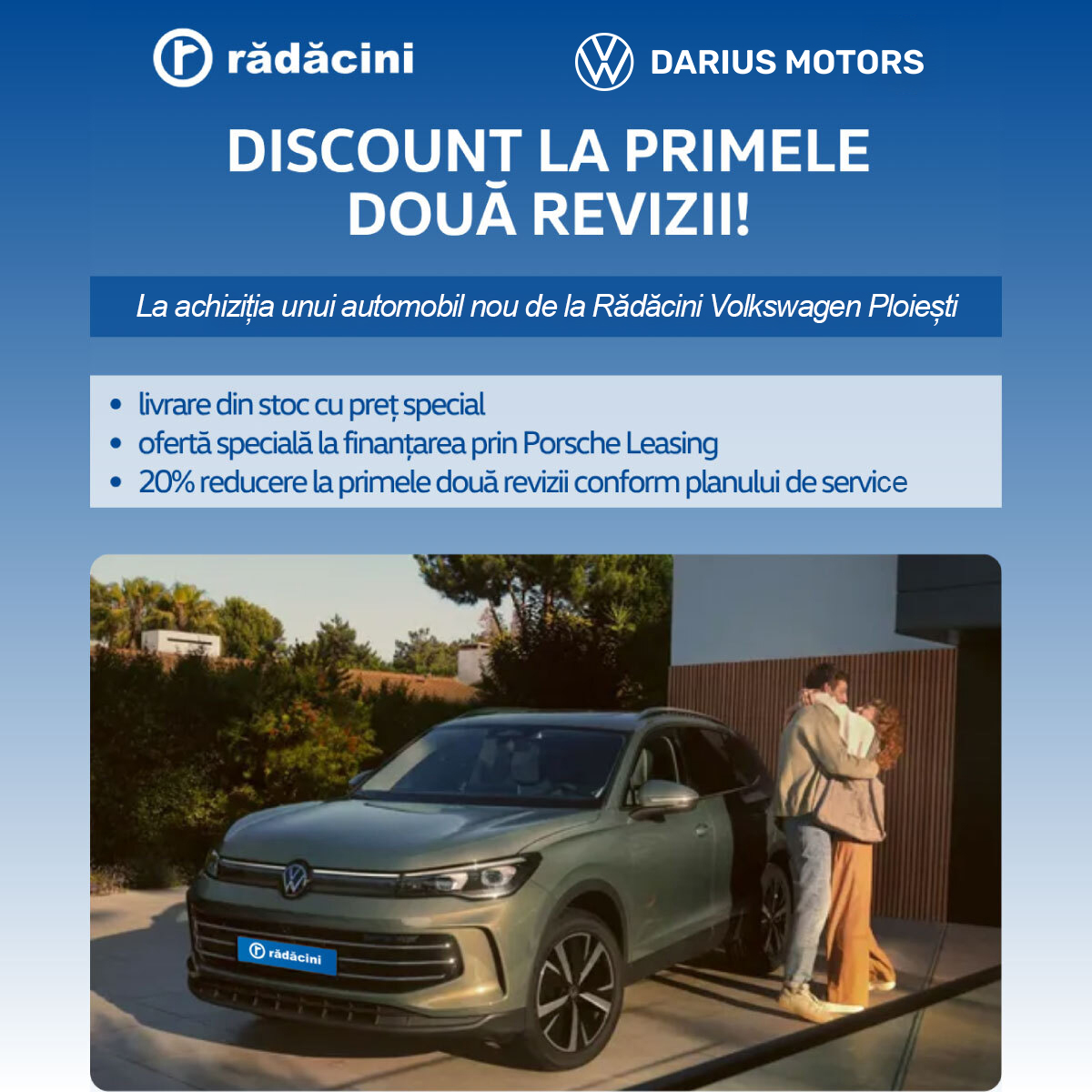 Rădăcini Volkswagen Ploiești Facebook ad: Vezi oferta Volkswagen din aprilie