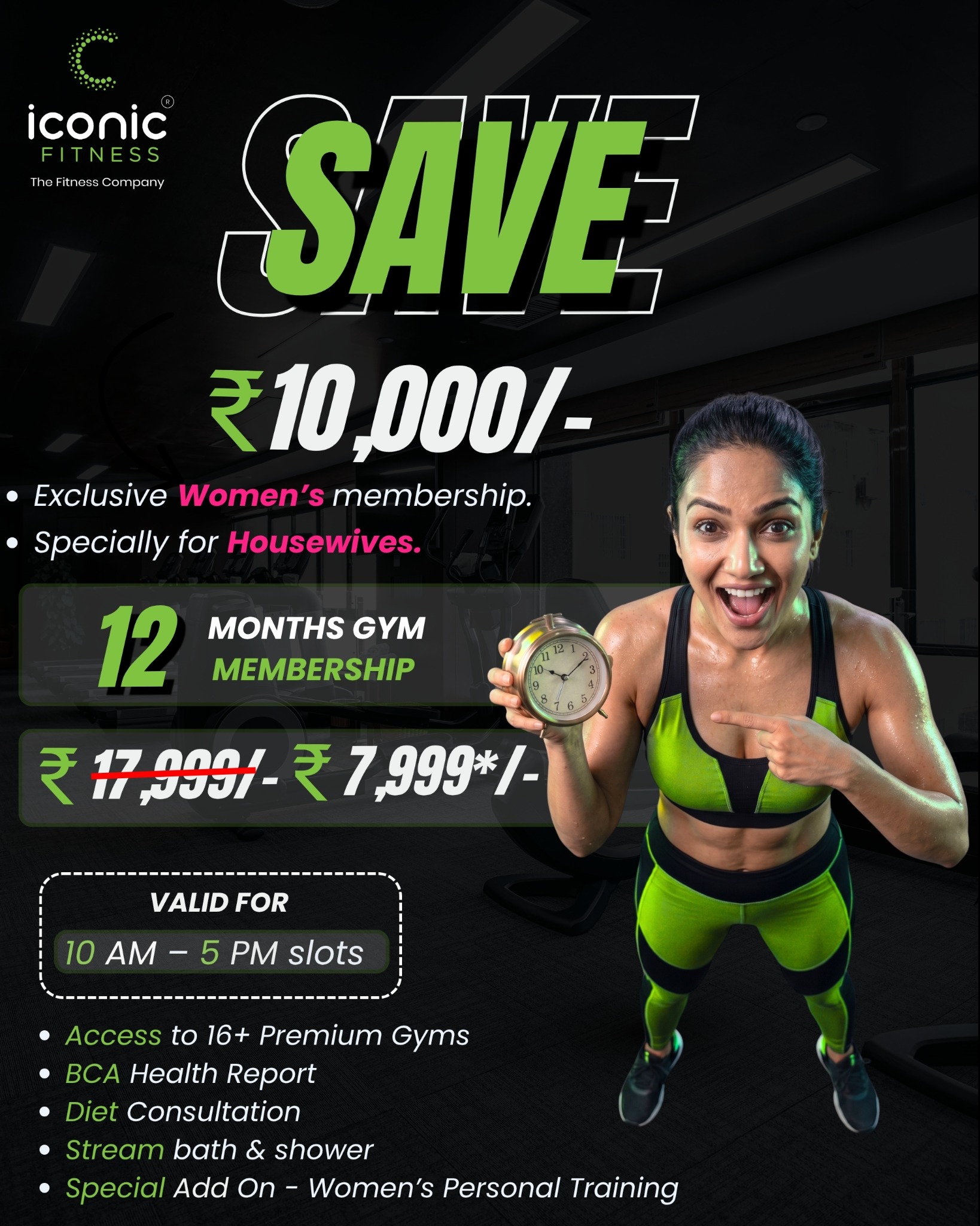 Iconic Fitness India Facebook ad: ₹10,000 Off. Only for Women!