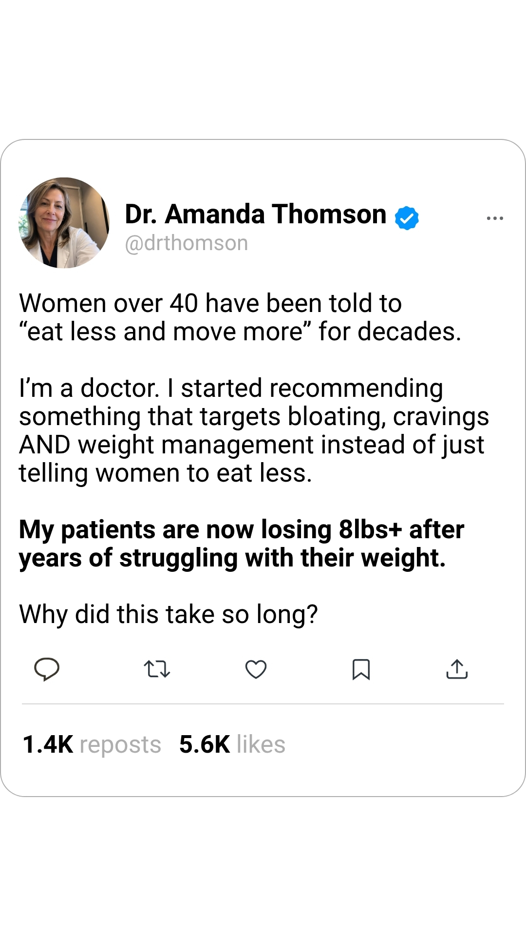 Amanda Thomson Facebook ad: Drop the Lbs in weeks!