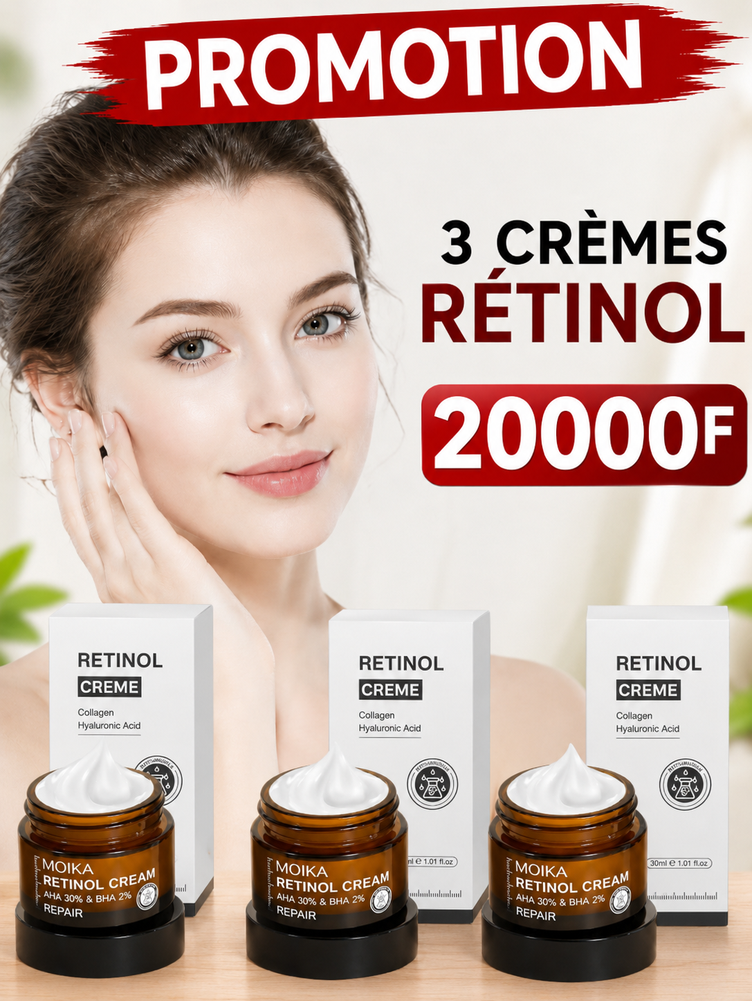 Elite Shop Africa Facebook ad: PROMOTION: 3 Crèmes Rétinol à 20 000 FCFA
