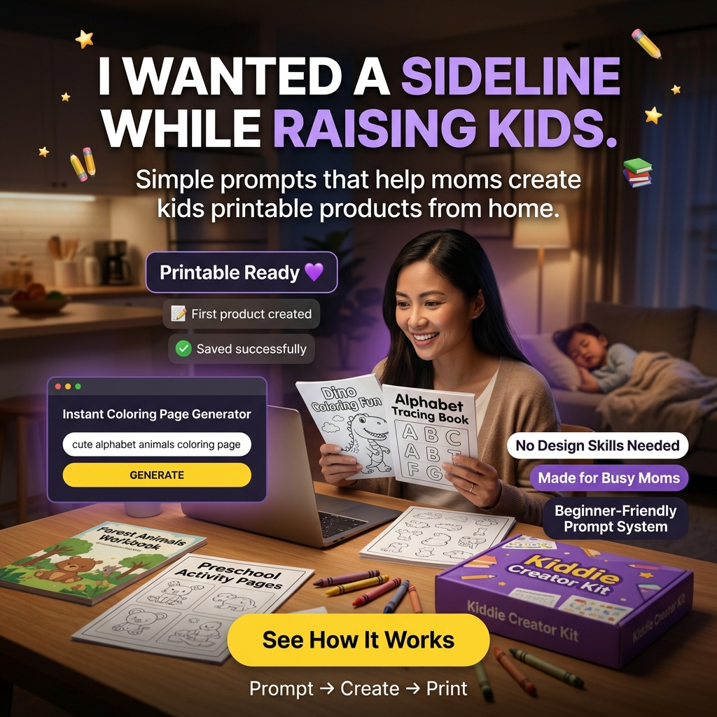 Kiddie Creator Kit Prompts Facebook ad: Start Your Mom Sideline