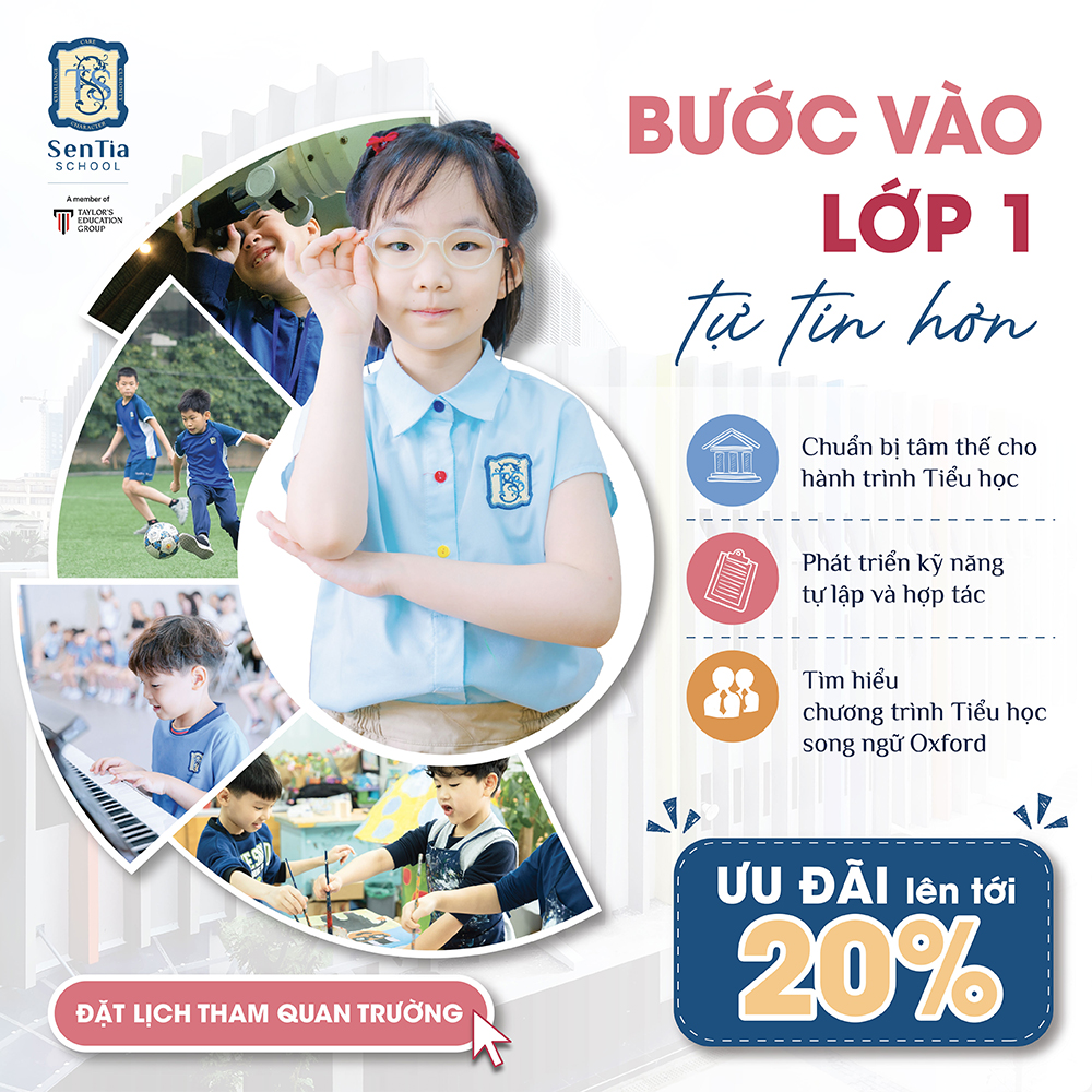 SenTia School Facebook ad: CHUẨN BỊ CHO CON VÀO LỚP 1