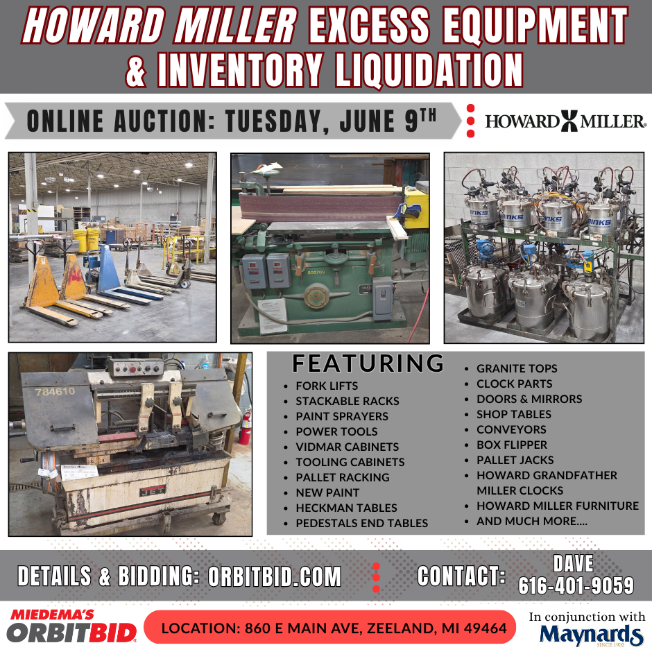 Orbitbid.com Facebook ad: Orbitbid.com - Howard Miller Excess Equipment and…
