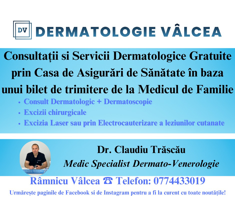 Dr. Claudiu Trăscău - Dermatologie Vâlcea Facebook ad: Consultații Dermatologice Gratuite prin Casa de Asigurări…