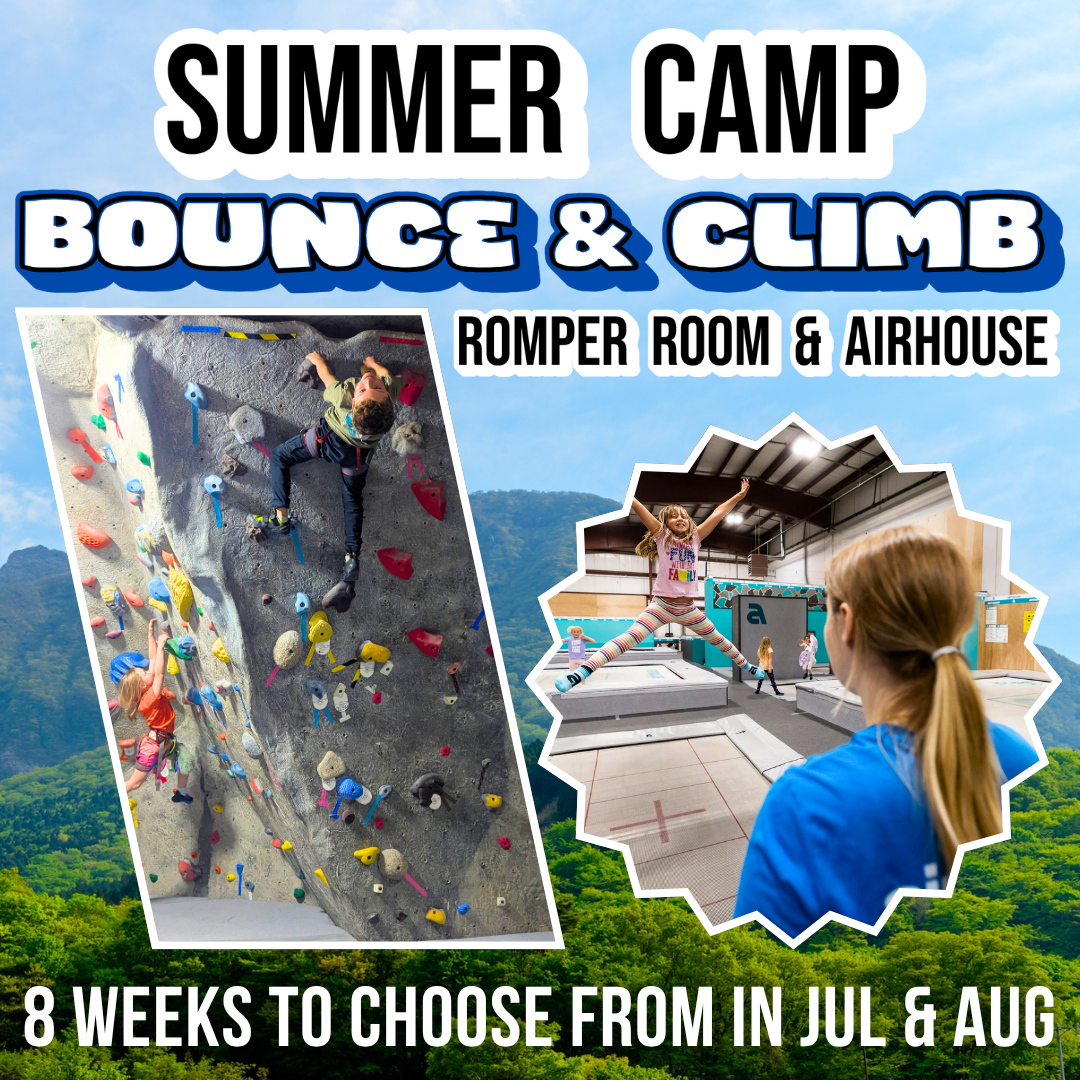 Romper Room Indoor Rock Climbing Centre Facebook ad: Back to Back Summer Camp Activities!