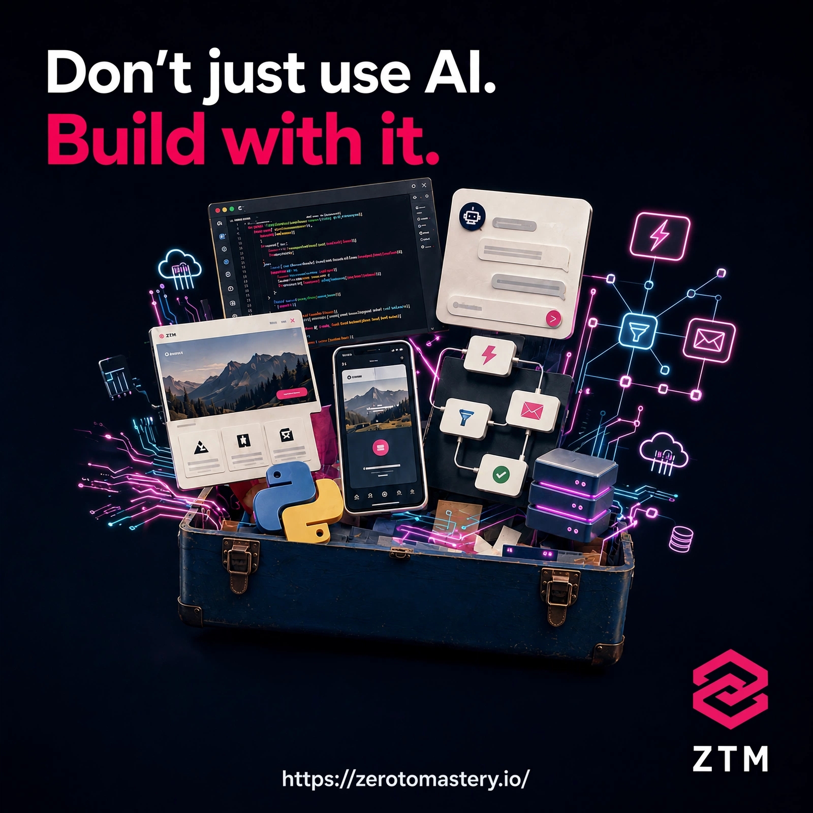 Zero To Mastery Facebook ad: Learn How To Build With AI