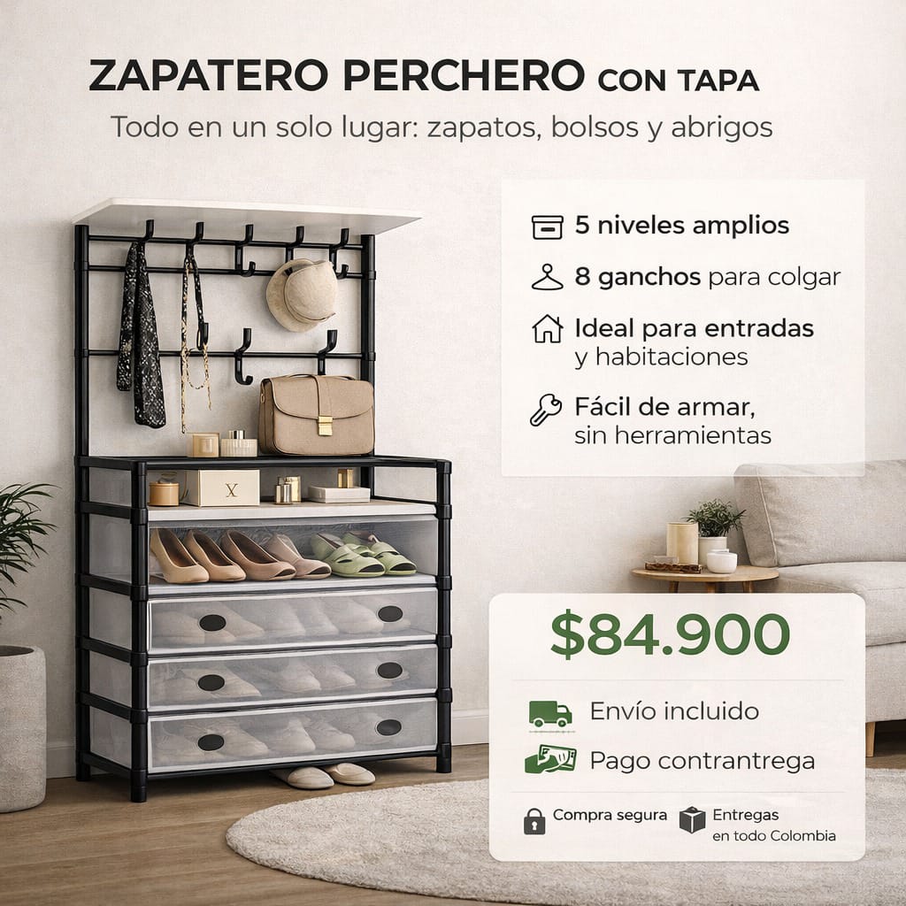 Yecam Store Facebook ad: Zapatero Perchero con Tapa