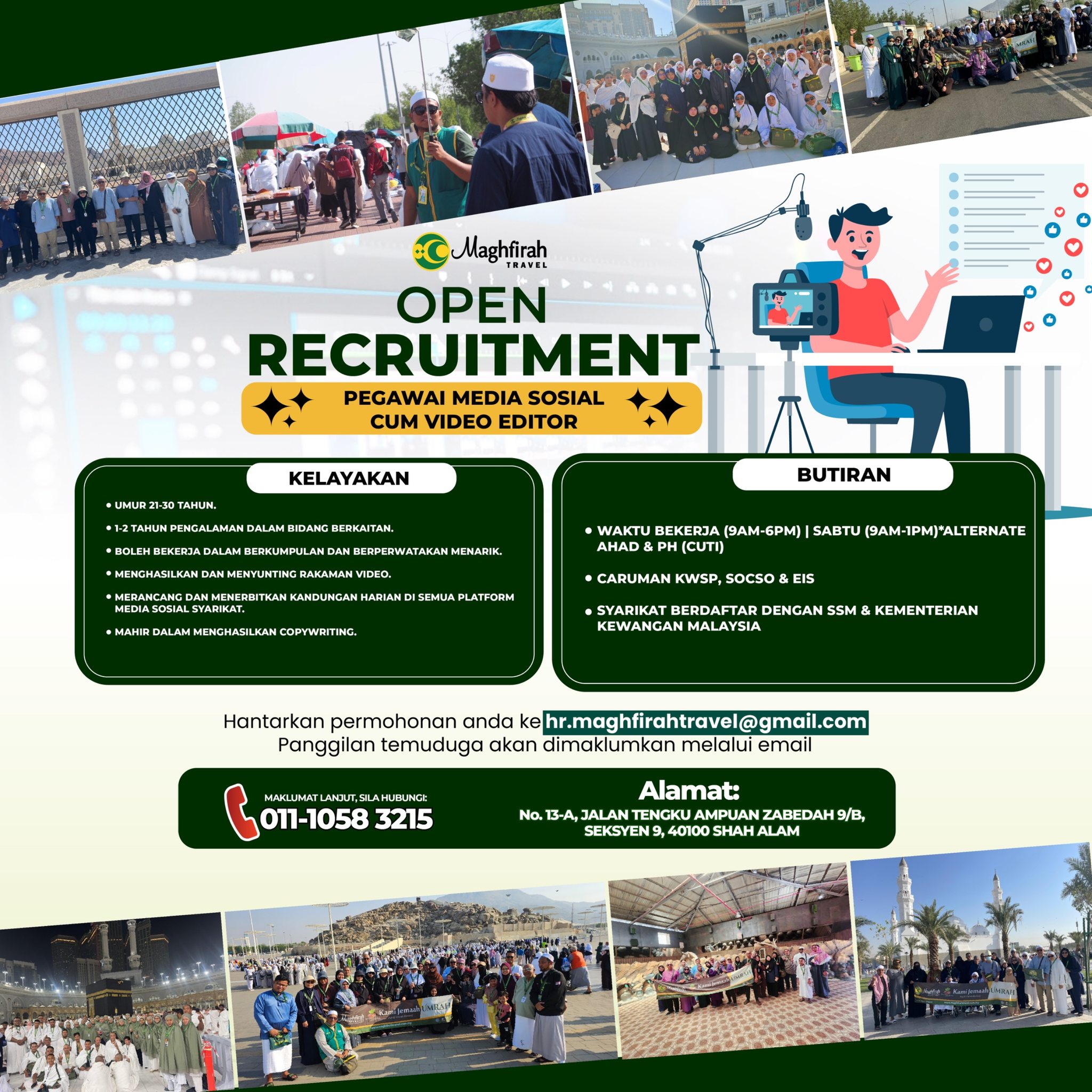 Maghfirah Travel & Tours Sdn Bhd. Facebook ad: 𝐖𝐄'𝐑𝐄 𝐇𝐈𝐑𝐈𝐍𝐆!