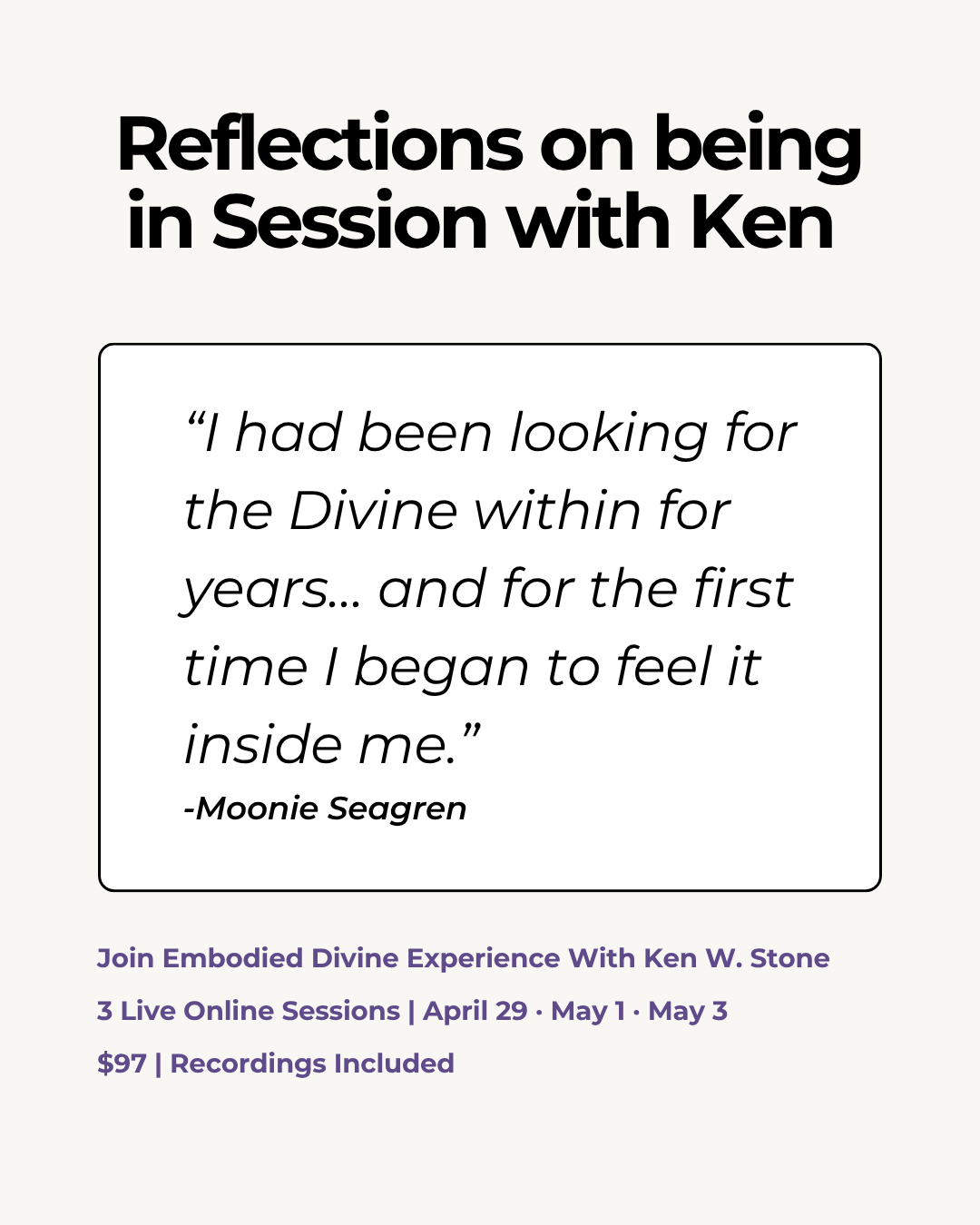 Ken Stone, Spiritual Teacher Facebook ad