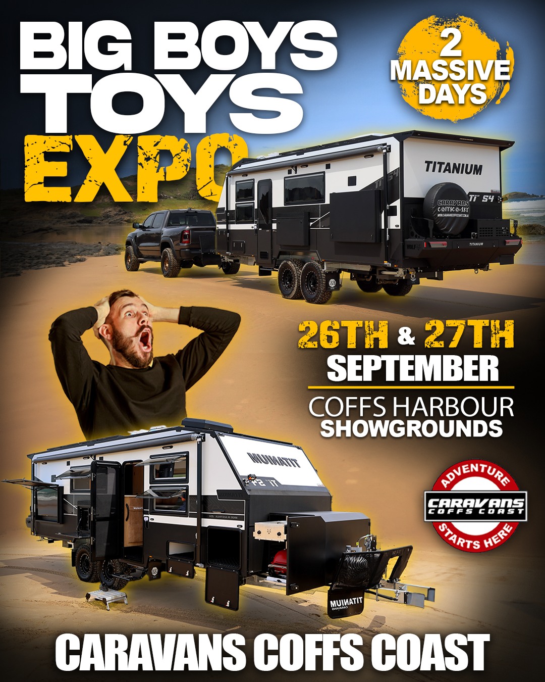 Big Boys Toys Expo Facebook ad: Coffs Harbour Big Boys Toys Expo