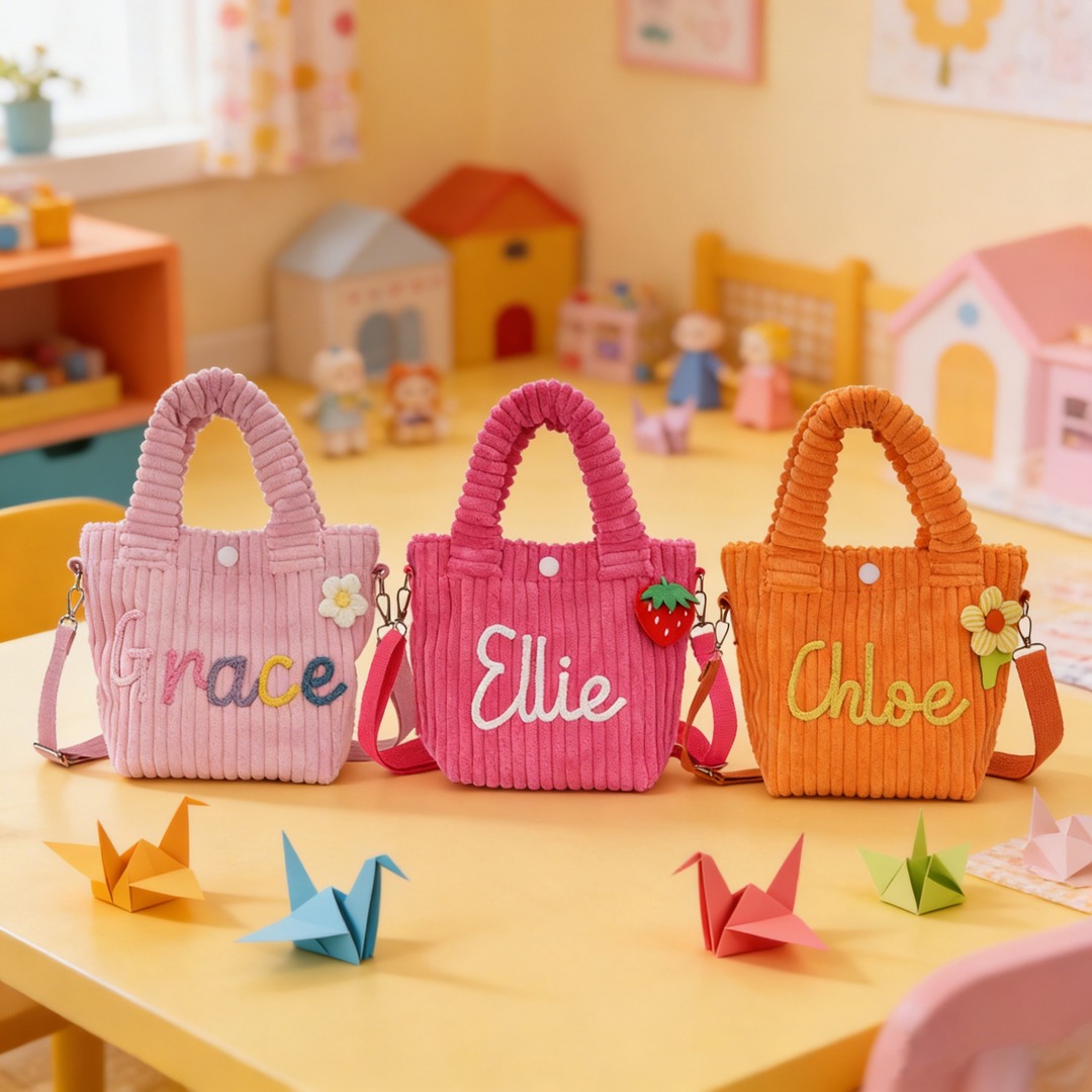 Callie Gifts Facebook ad: Personalized Cute Corduroy Crossbody Bag for Kids
