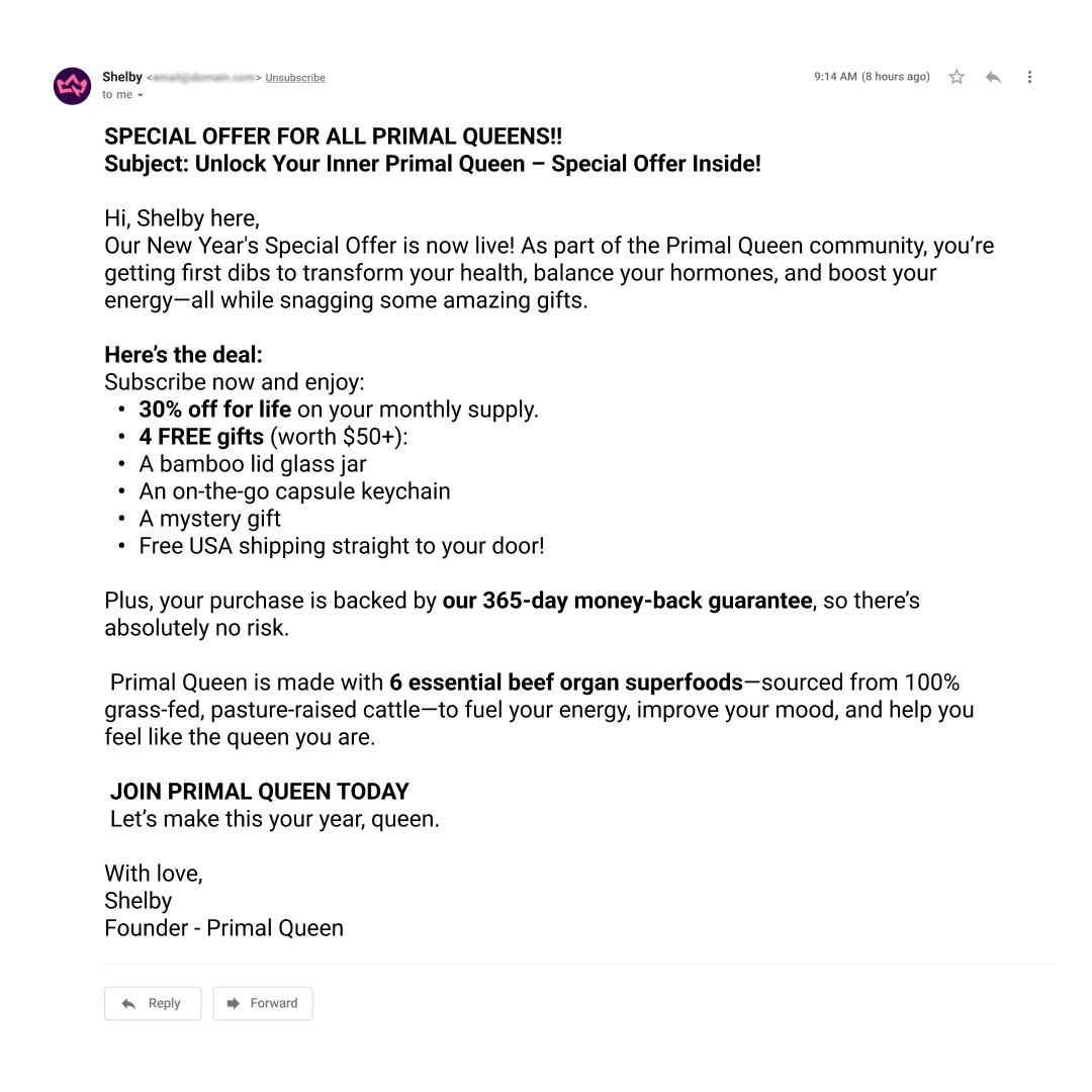 Primal Queen Facebook ad