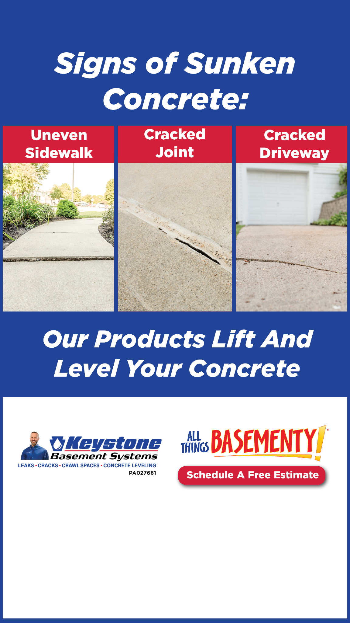 Keystone Basement Systems Facebook ad from Jan 12, 2026