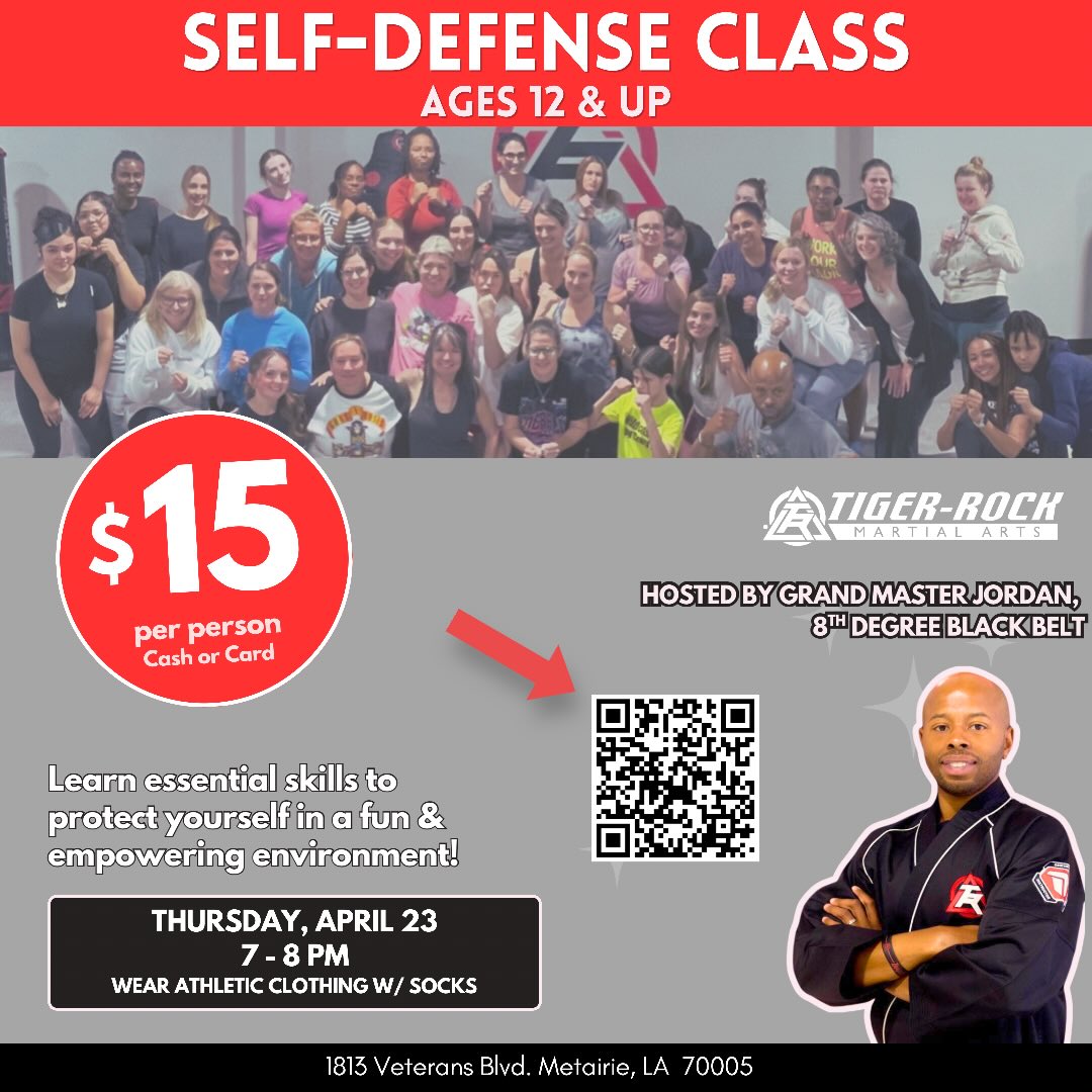 Tiger-Rock Martial Arts of Metairie-East Facebook ad: Come learn real, practical self-defense skills in a…