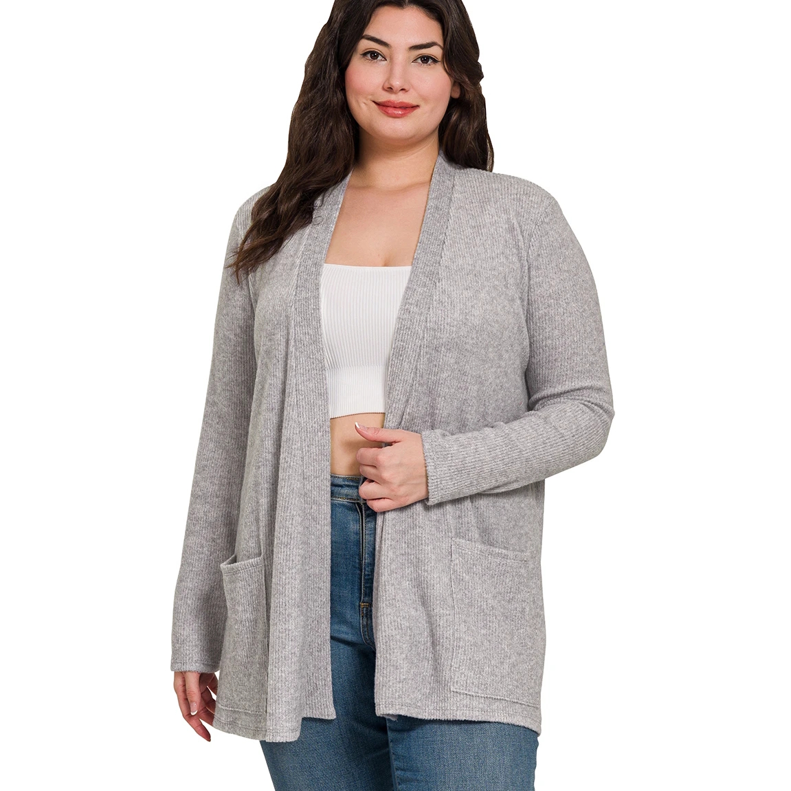 Ben Franklin Crafts - Kingsport, TN Facebook ad: Women's Heathered Ribbed Open Front Cardigan with Pockets