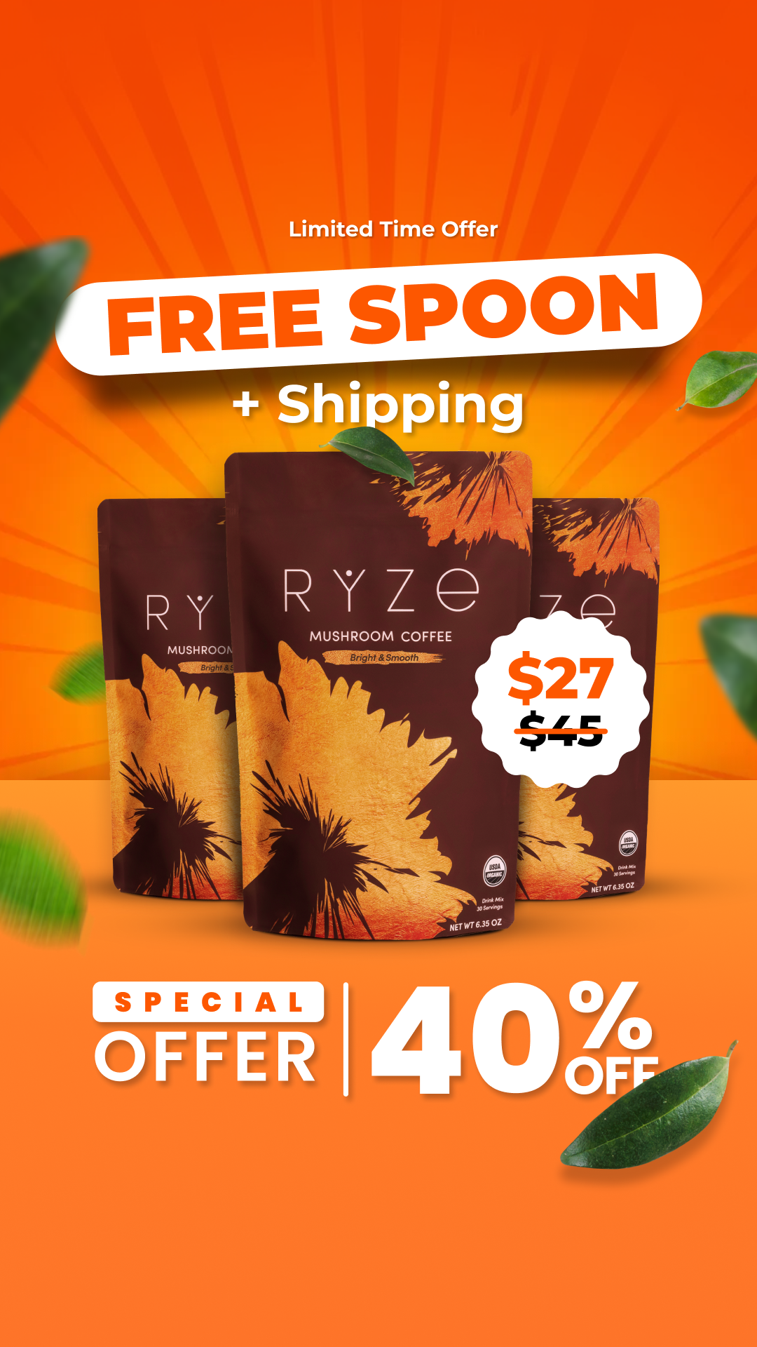 RYZE Superfoods Facebook ad
