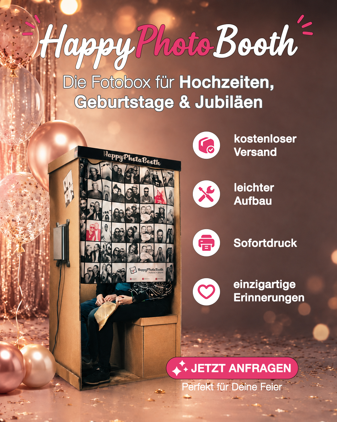 Happy Photo Booth Facebook ad: Die etwas andere Fotobox für Deine Party!