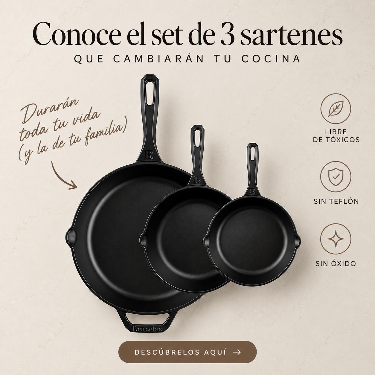 Bruselas Cocina Spain Facebook ad: Menos sartenes desechables. Más cocina para muchos años.
