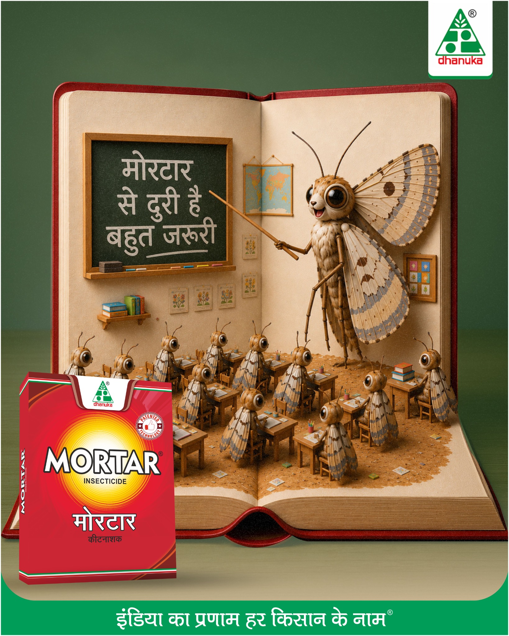 Dhanuka Agritech Ltd Facebook ad: जहाँ मोरटार की सुरक्षा हो, वहाँ कीटों की…