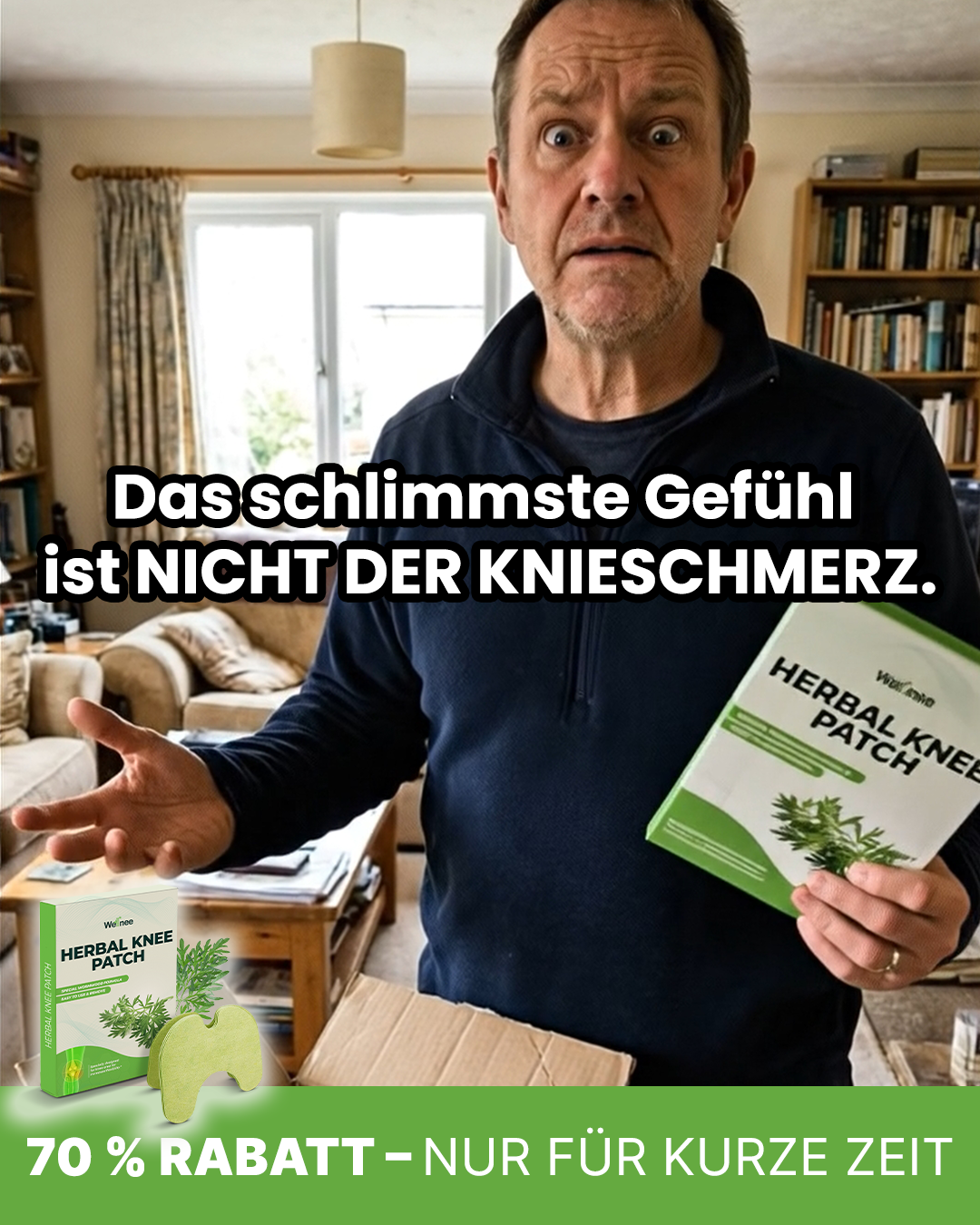Wellnesstic Facebook ad: Statt Schmerztabletten verwende ich jetzt ein einfaches…