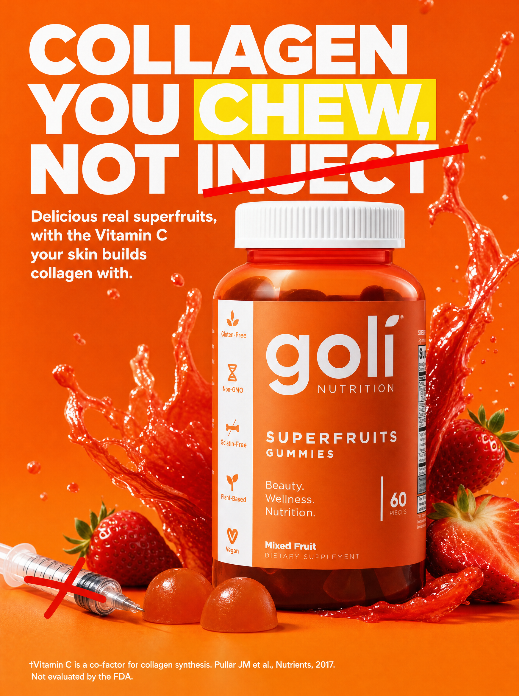 Goli Facebook ad: Skip the Needle. Chew Your Collagen Instead.